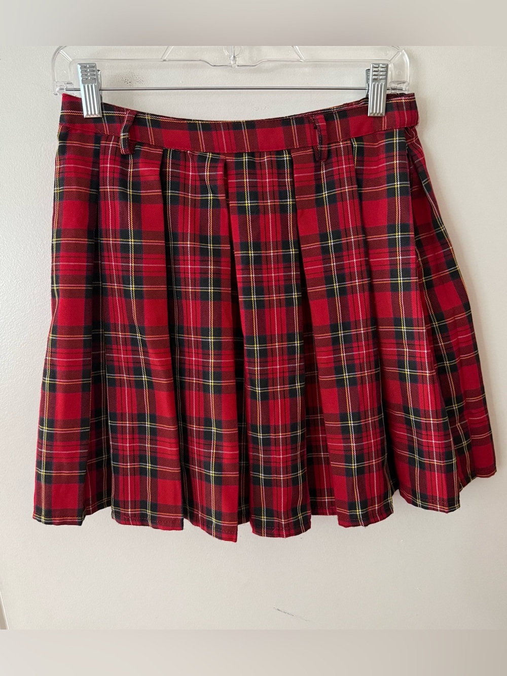 Social Collision Red Plaid Skirt Size Medium